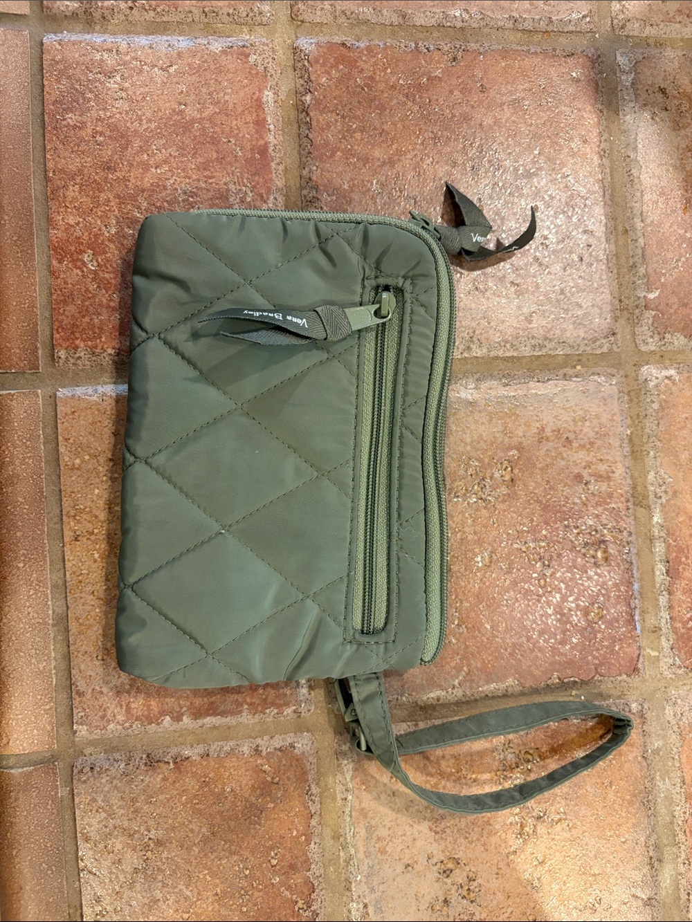 Vera Bradley Quilted Olive Green Wristlet Clutch
